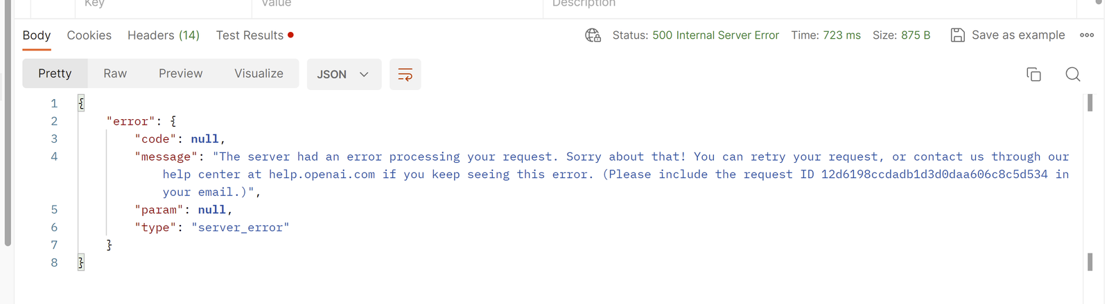 openai unknown api error