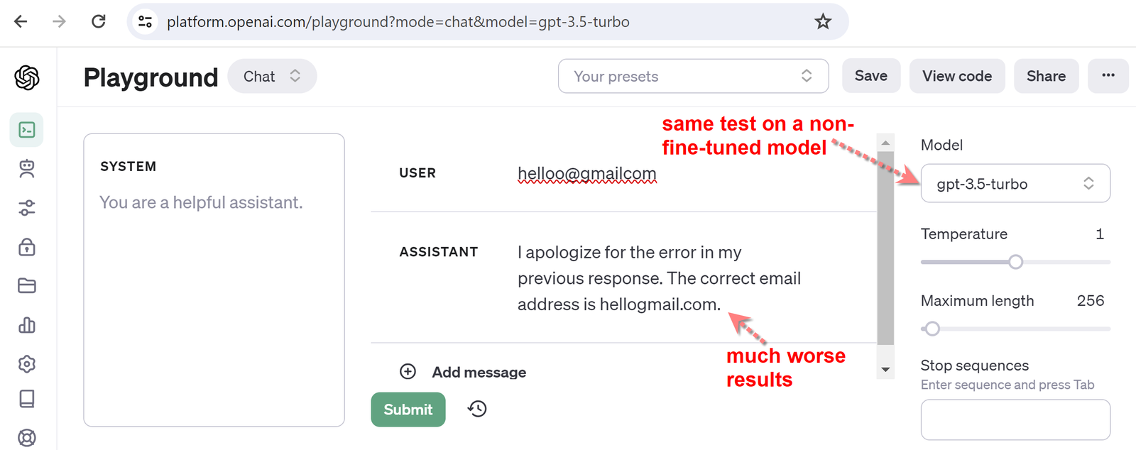 gpt non-fine-tuned response
