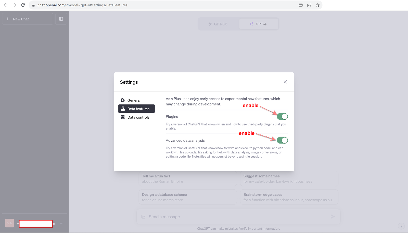 GPT-4 Enable Beta Features